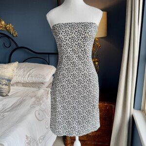 Vintage Y2K Le Chateau Black Floral Strapless Tube Dress